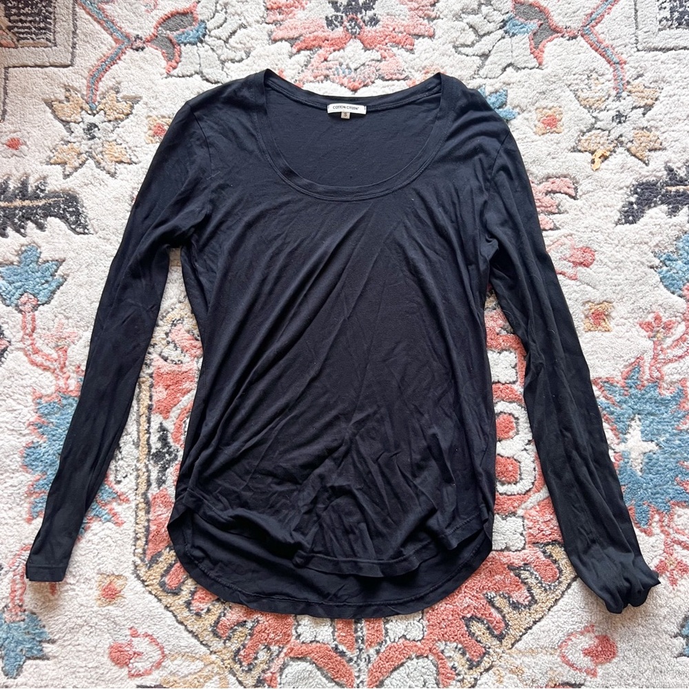 Cotton Citizen Scoop Neck Long Sleeve Tee Top S